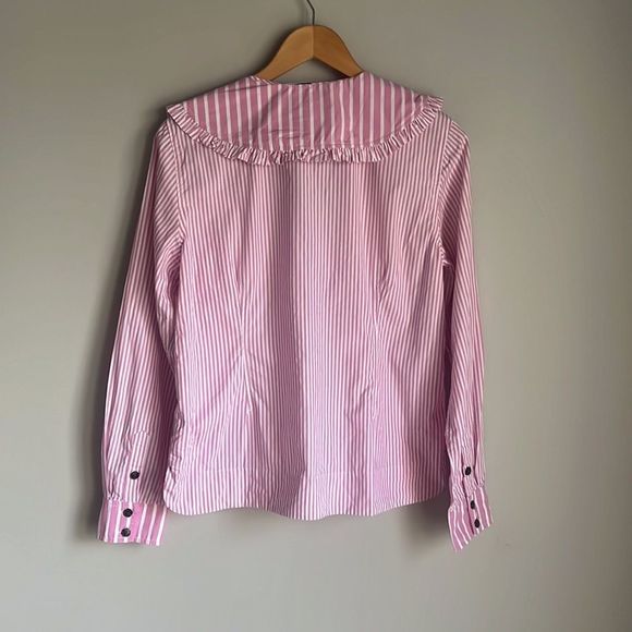 GANNI Ruffled striped cotton-poplin blouse - Picture 3 of 16